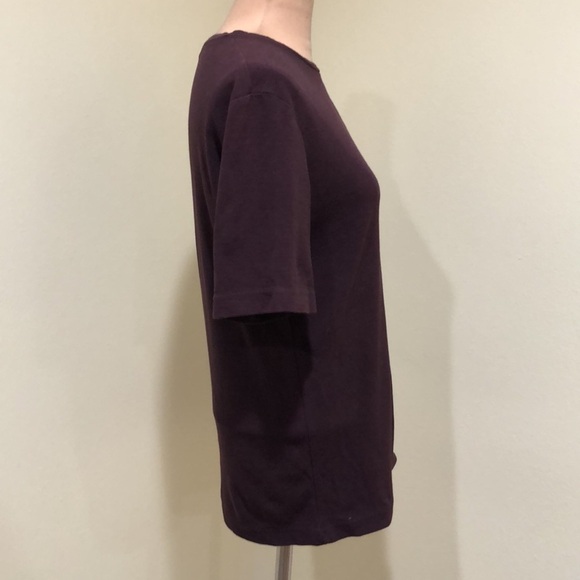 COS T-Shirt Top Size Small Eggplant Dark Purple Ribbed Cotton Short Sleeve - Picture 4 of 11
